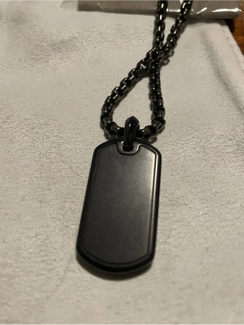 David Yurman Black Pavé Dog Tag Pendant on Black Curb Chain